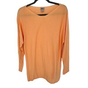 Chico's Long Sleeve V-Neck Sweater Orange Casual Relaxed Stretch Relaxed M